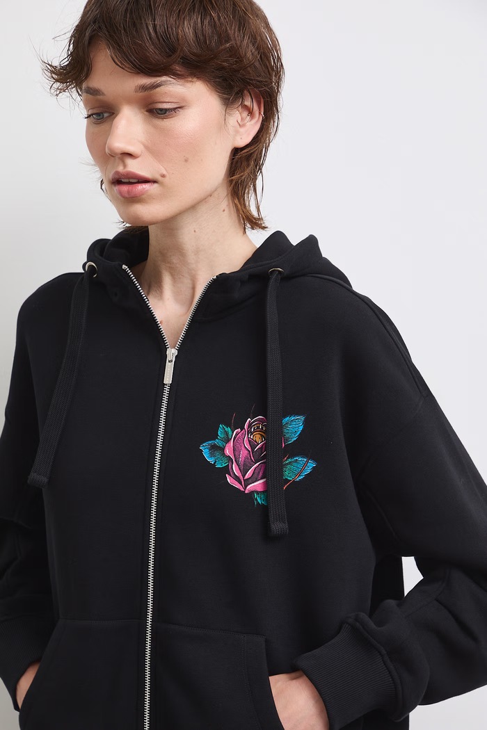 Bluza z kapturem damska z bawełną z kolekcji Tattoo Art by Mattia Provezza RS26-BLDC51 czarny