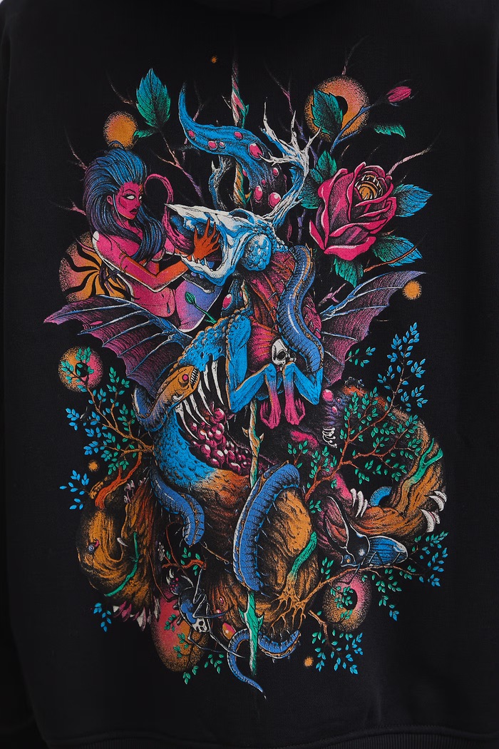 Bluza z kapturem damska z bawełną z kolekcji Tattoo Art by Mattia Provezza RS26-BLDC51