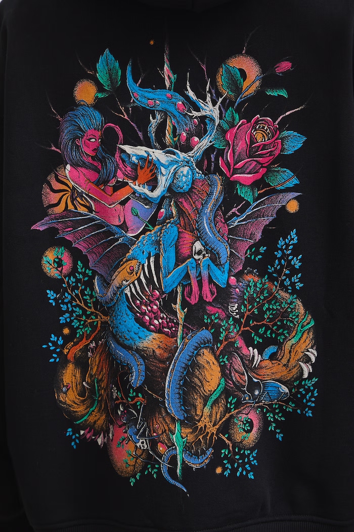 Bluza z kapturem damska z bawełną z kolekcji Tattoo Art by Mattia Provezza RS26-BLDC51