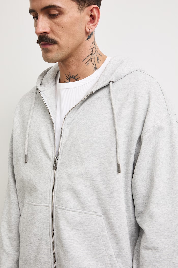 Bluza rozpinana z kapturem męska z bawełną Medicine szary RS26-BLM090
