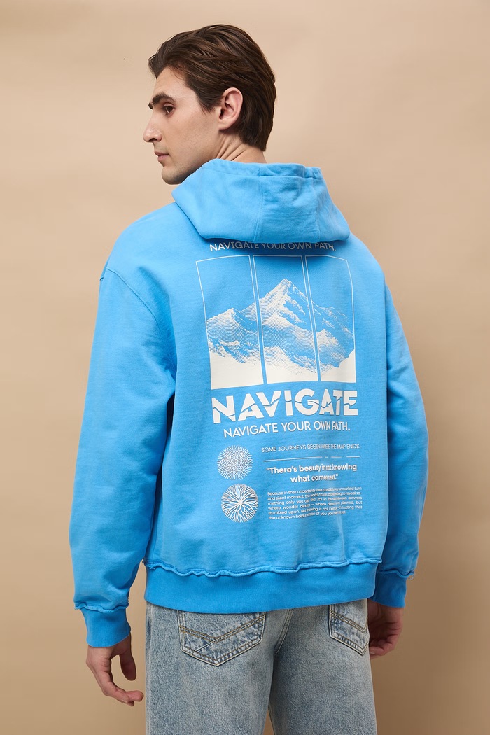 Odzież Bluza z kapturem męska bawełniana RS26-BLM502 niebieski