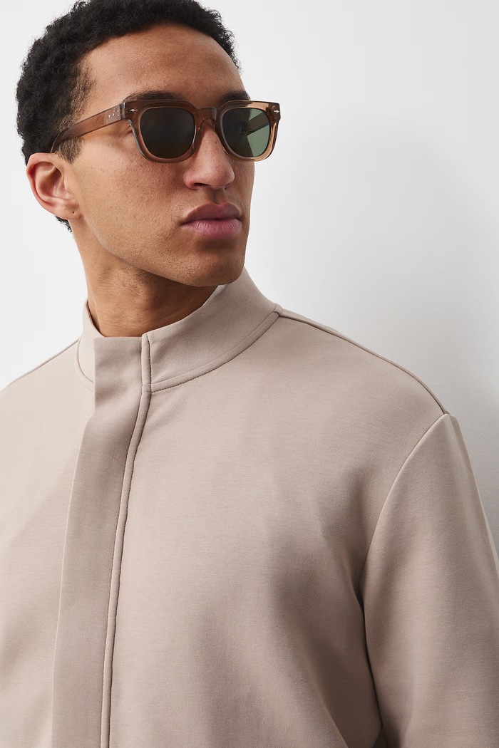 Bluza rozpinana męska z bawełną beżowy RS26-BLM700