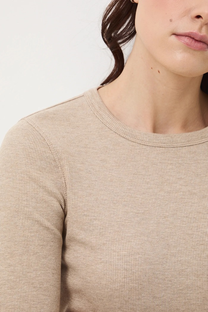 Longsleeve damski z modalem RS26-BUD011 beżowy