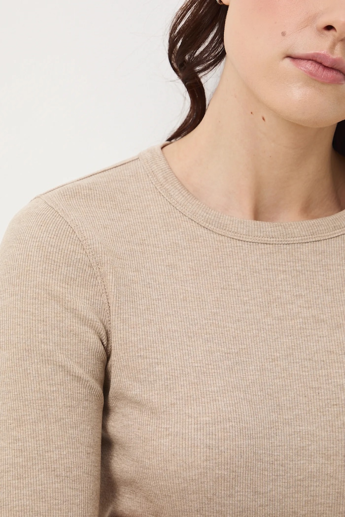 Longsleeve damski z modalem RS26-BUD011 beżowy