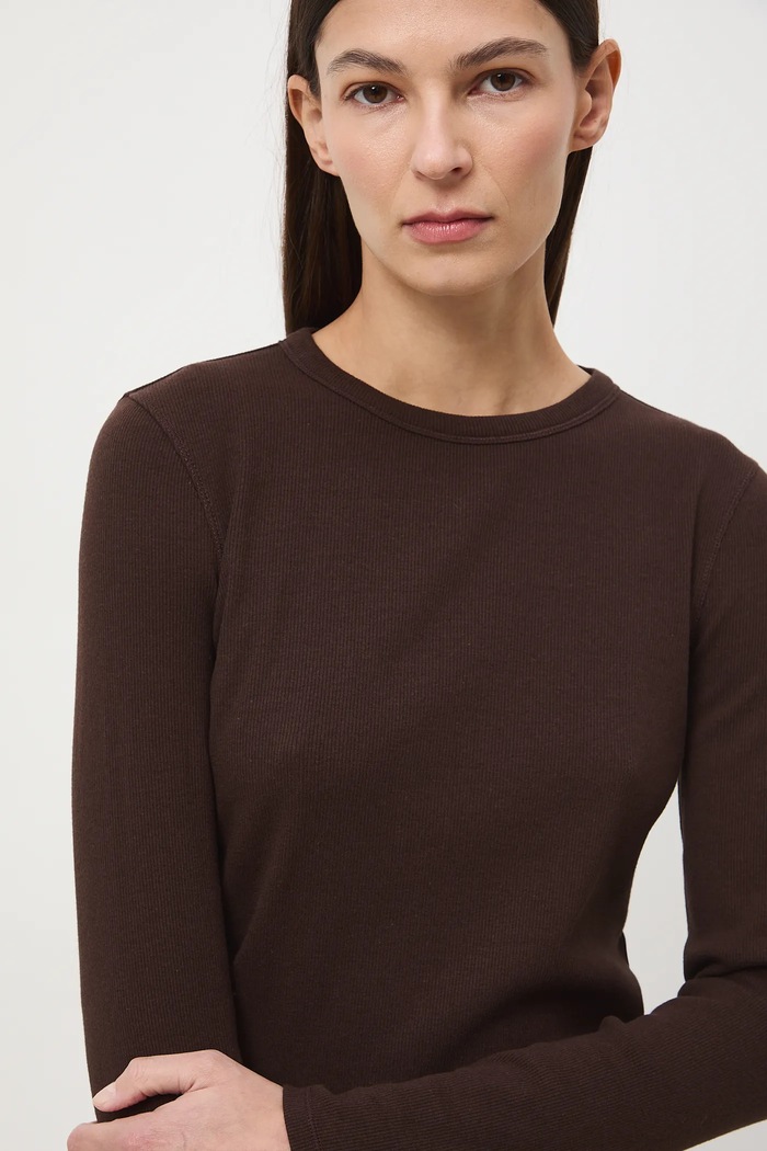Longsleeve damski z modalem brązowy RS26-BUD011