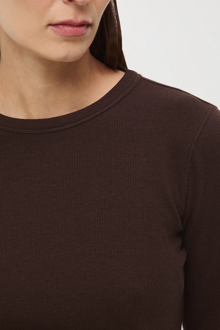 Longsleeve damski z modalem RS26-BUD011 brązowy