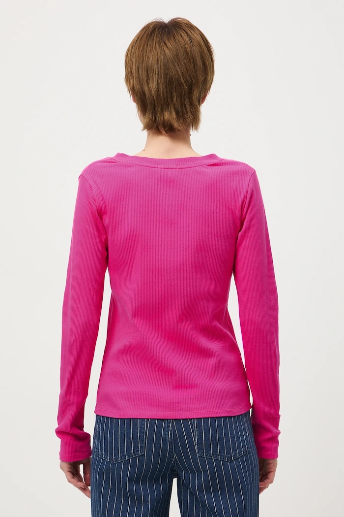 Odzież Longsleeve bawełniany damski z elastanem prążkowany RS26-BUD030 różowy