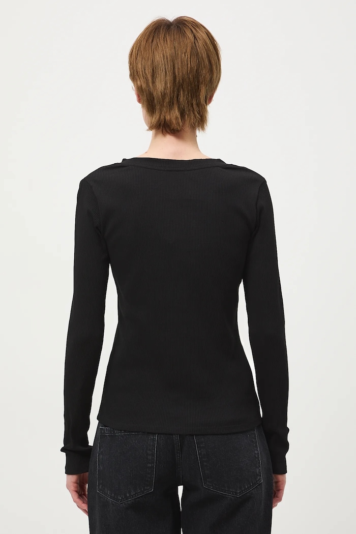 Odzież Longsleeve bawełniany damski z elastanem prążkowany RS26-BUD030 czarny