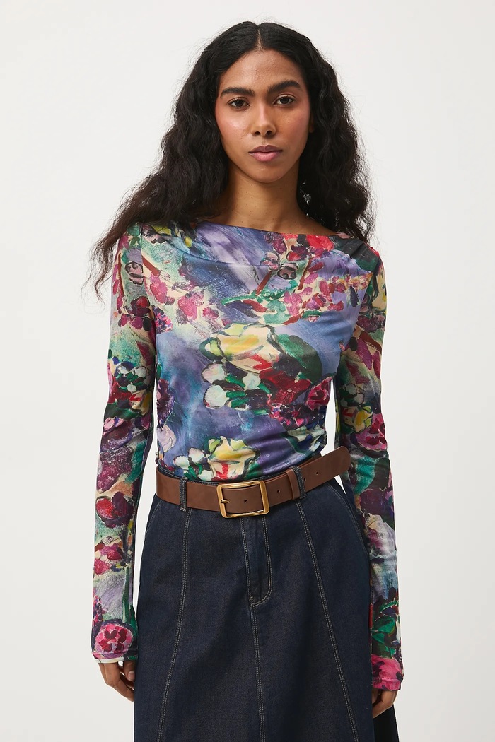 Longsleeve damski z kolekcji Eviva L'arte z elastanem multicolor RS26-BUD250