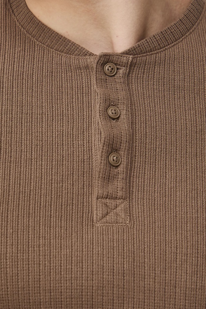 Longsleeve bawełniany męski z fakturą RS26-BUM030 beżowy