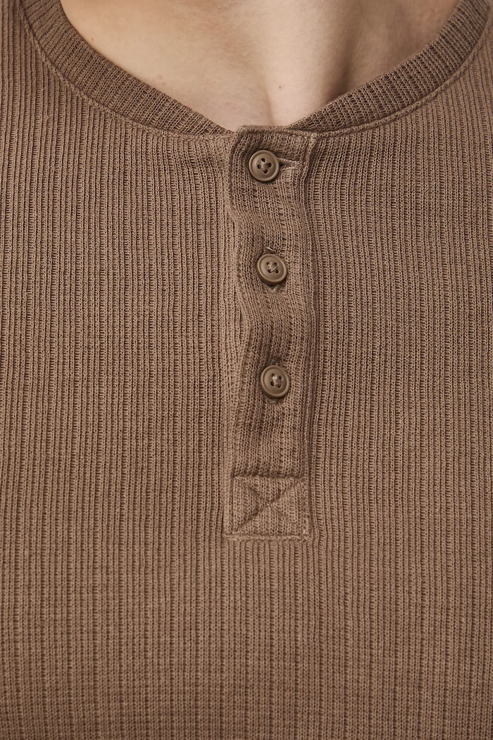 Longsleeve bawełniany męski z fakturą RS26-BUM030 beżowy