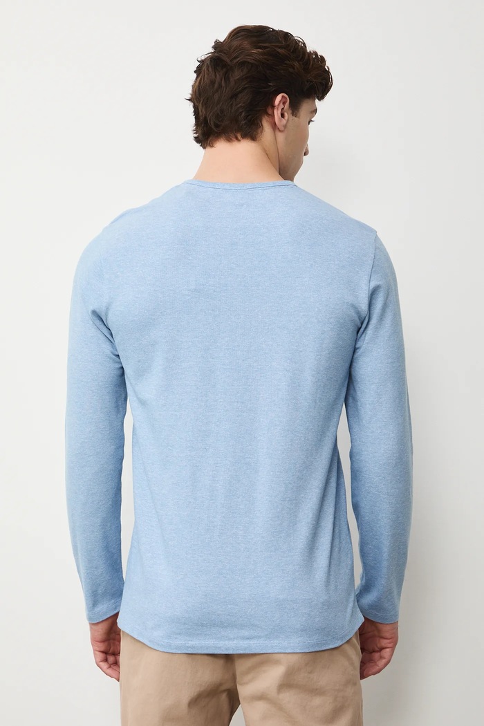 Odzież Longsleeve męski z dzianiny strukturalnej z elastanem RS26-BUM031 niebieski