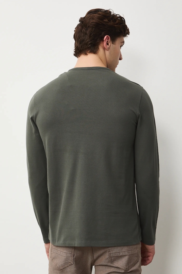 Odzież Longsleeve męski z dzianiny strukturalnej z elastanem RS26-BUM031 zielony