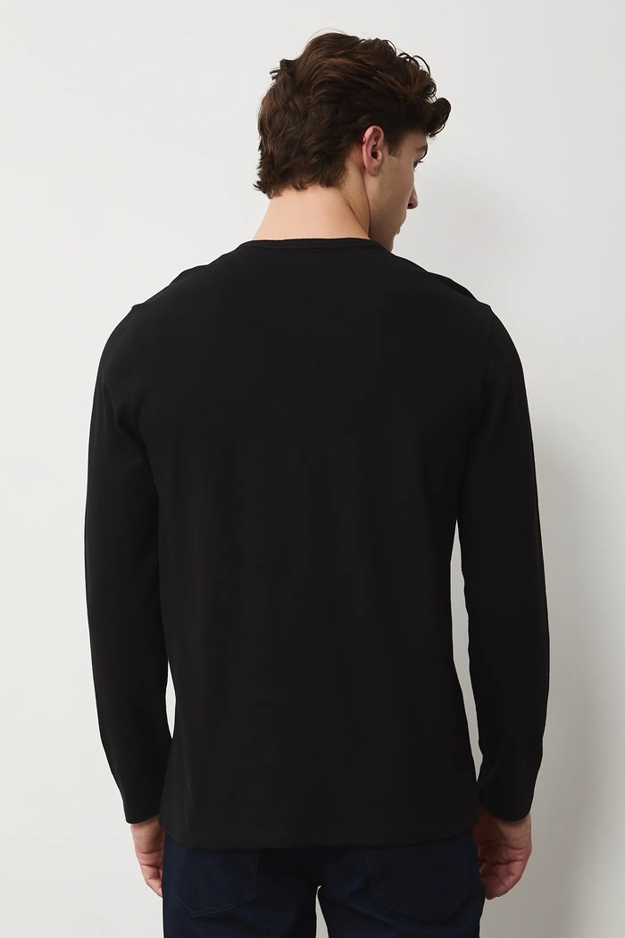 Odzież Longsleeve męski z dzianiny strukturalnej z elastanem RS26-BUM031 czarny