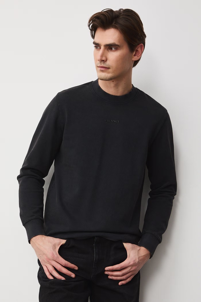 Longsleeve męski bawełniany czarny RS26-BUM052