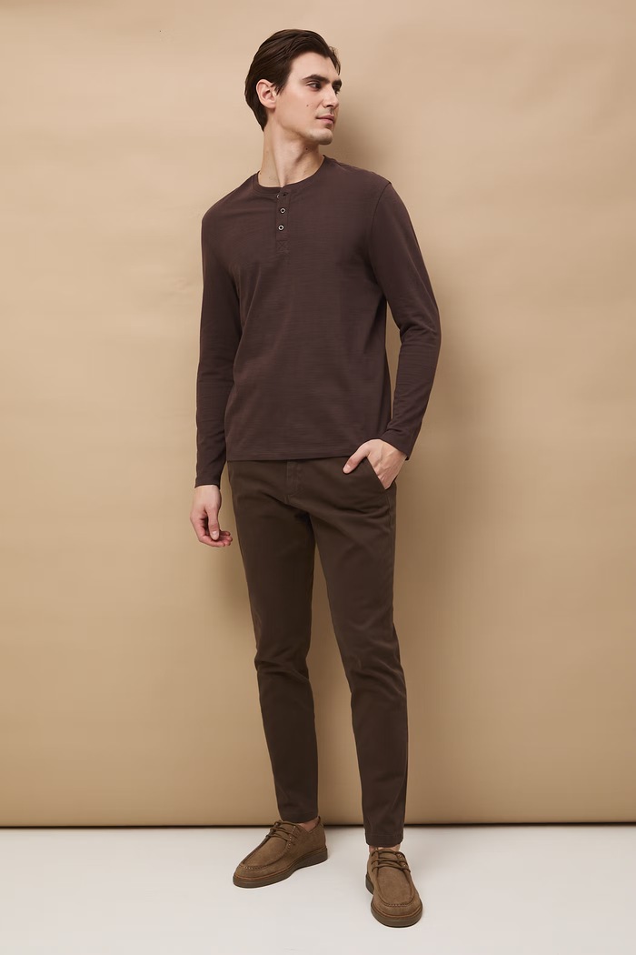 Longsleeve męski bawełniany RS26-BUM053 brązowy RS26