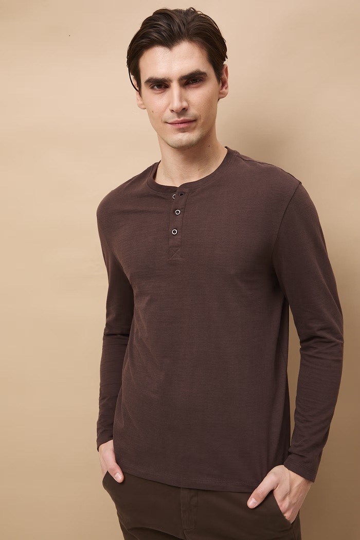 Odzież Longsleeve męski bawełniany RS26-BUM053 brązowy