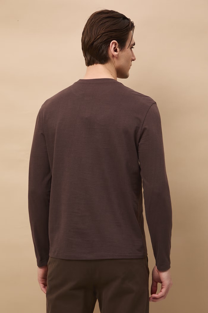 Longsleeve męski bawełniany brązowy RS26-BUM053