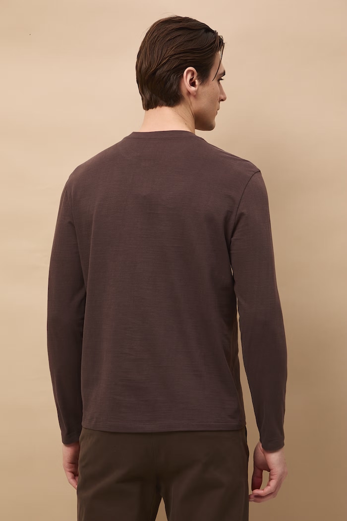 Longsleeve męski bawełniany brązowy RS26-BUM053