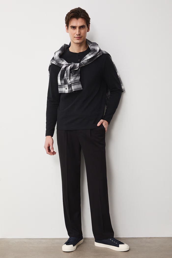 Longsleeve męski bawełniany czarny RS26-BUM053