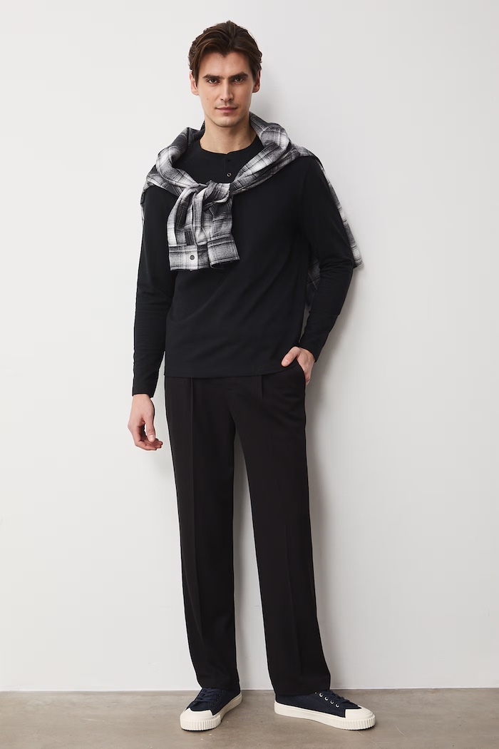 Longsleeve męski bawełniany czarny RS26-BUM053