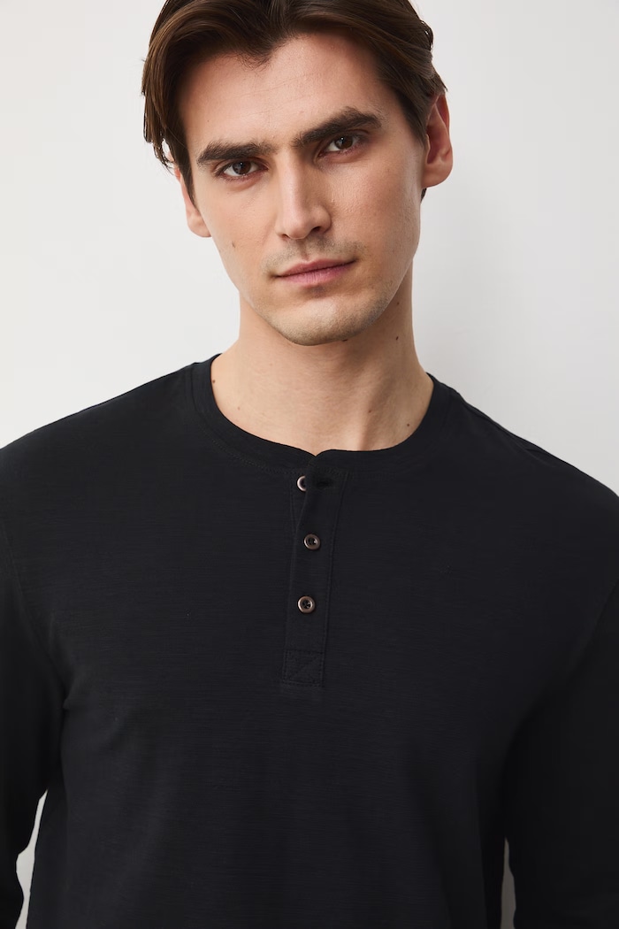Longsleeve męski bawełniany czarny RS26-BUM053