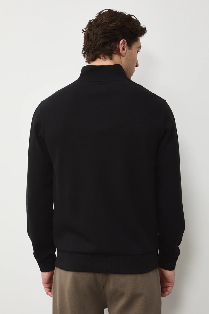 Odzież Longsleeve męski z półgolfem z fakturą RS26-BUM300 czarny