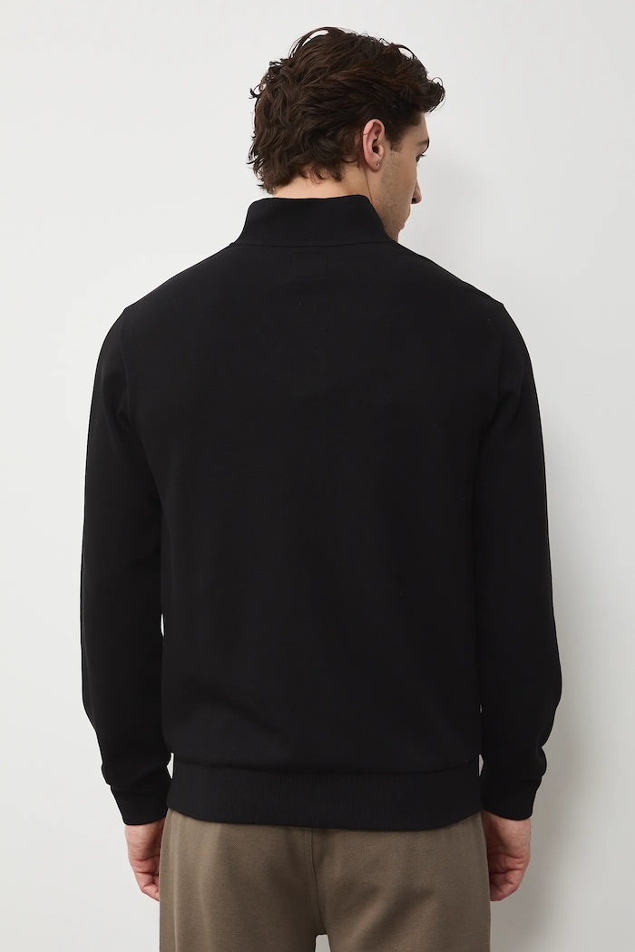 Odzież Longsleeve męski z półgolfem z fakturą RS26-BUM300 czarny