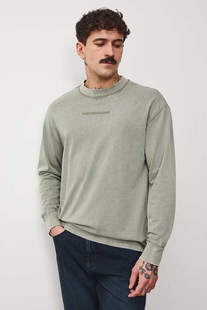 Odzież Longsleeve bawełniany męski z nadrukami RS26-BUM401 zielony