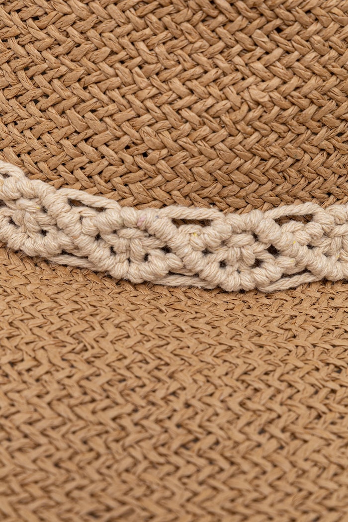 Kapelusz z szerokim rondem damski pleciony handmade RS26-CAD900 beżowy