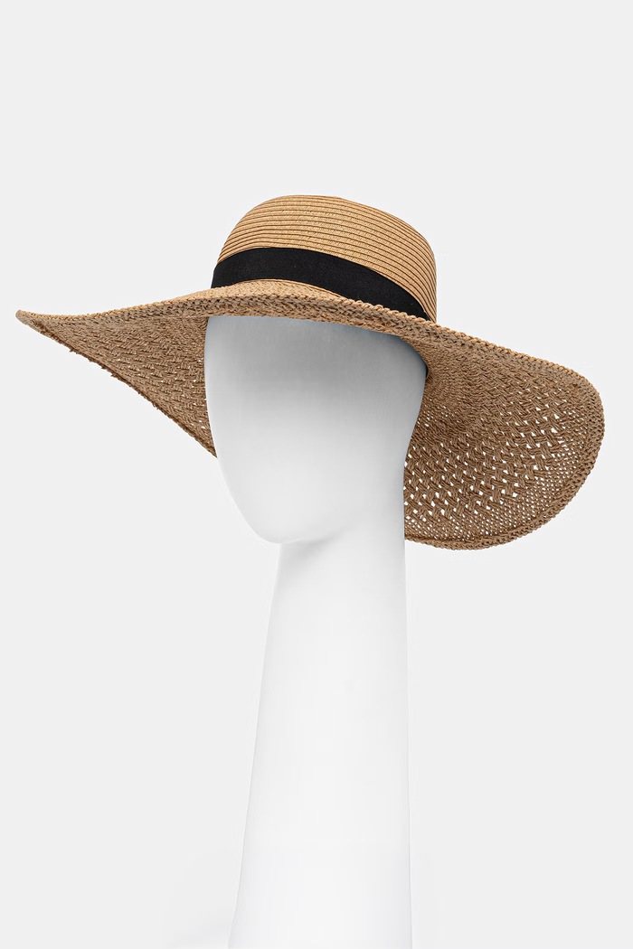 Akcesoria Kapelusz z szerokim rondem damski pleciony handmade RS26-CAD914 beżowy
