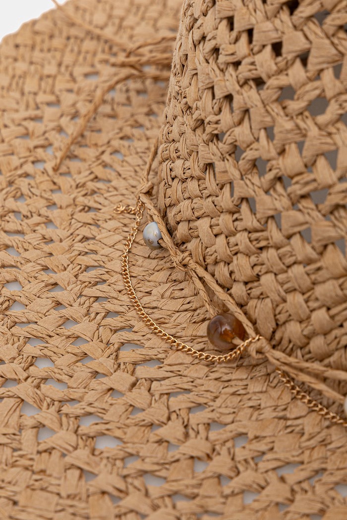 Doplnky Slamený klobúk dámsky pletený handmade RS26-CADB01 béžová