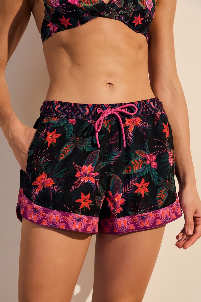 Szorty kąpielowe damskie w kwiaty RS26-ESD901 multicolor RS26