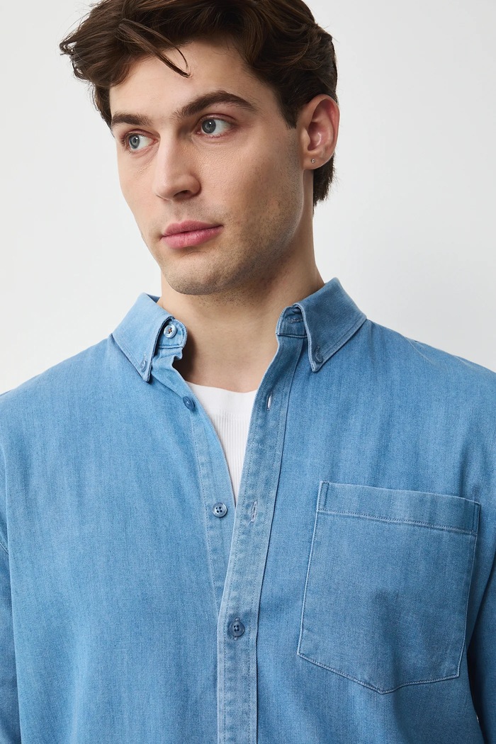 Koszula jeansowa męska z lyocellem RS26-KDM033