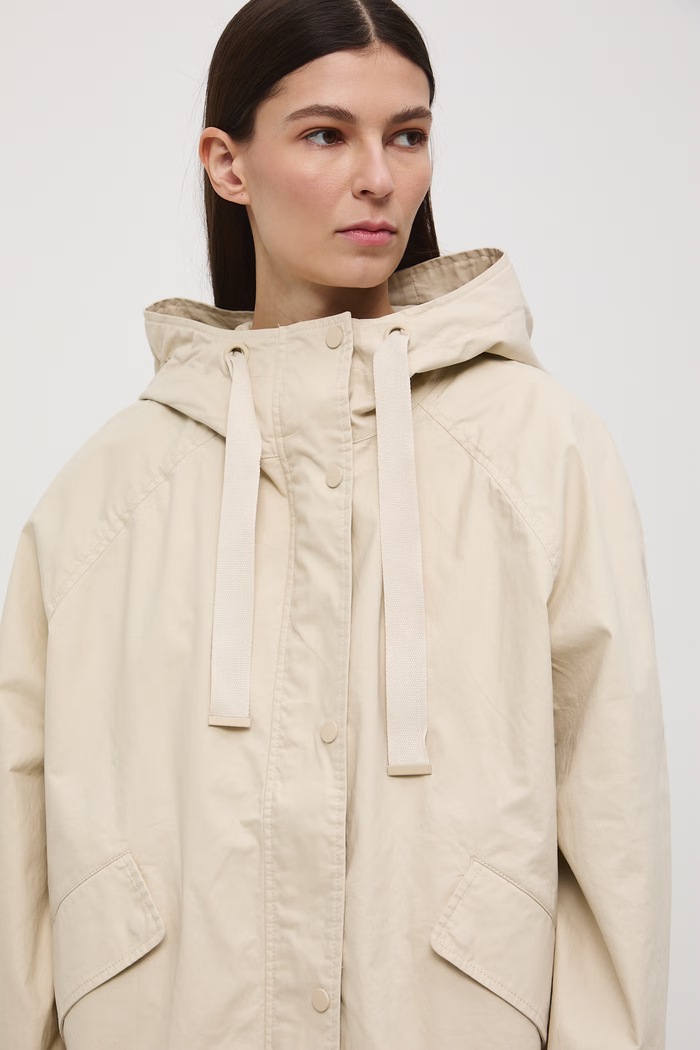 Parka damska bawełniana beżowy RS26-KUD500