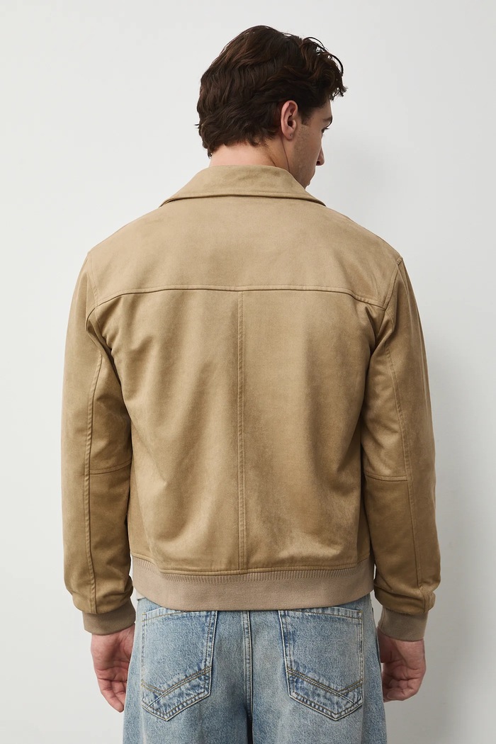 Odzież Kurtka męska typu harrington gładka RS26-KUM301 beżowy