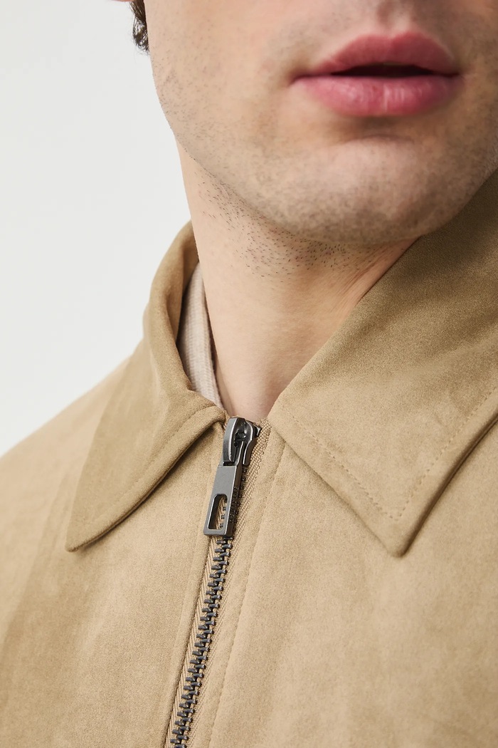 Kurtka męska typu harrington gładka RS26-KUM301 beżowy