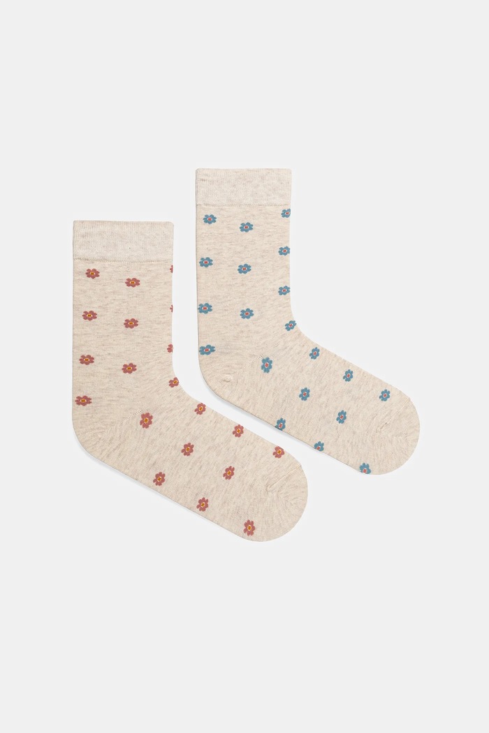 Skarpetki bawełniane damskie w kwiaty (2-pack) skarpetki długie multicolor RS26-LGD202