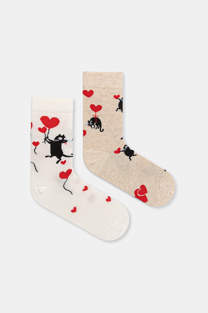 Skarpetki (2-pack) bawełniane damskie z kolekcji Valentine’s Day RS26-LGD284 multicolor RS26