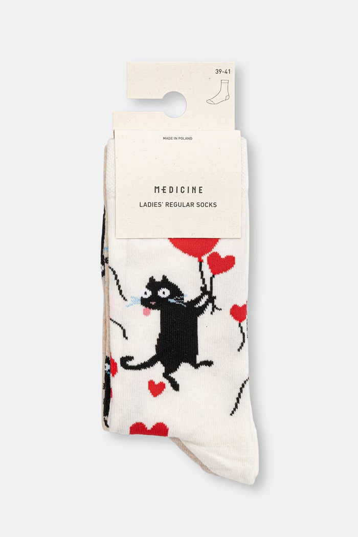 Skarpetki (2-pack) bawełniane damskie z kolekcji Valentine’s Day multicolor RS26-LGD284