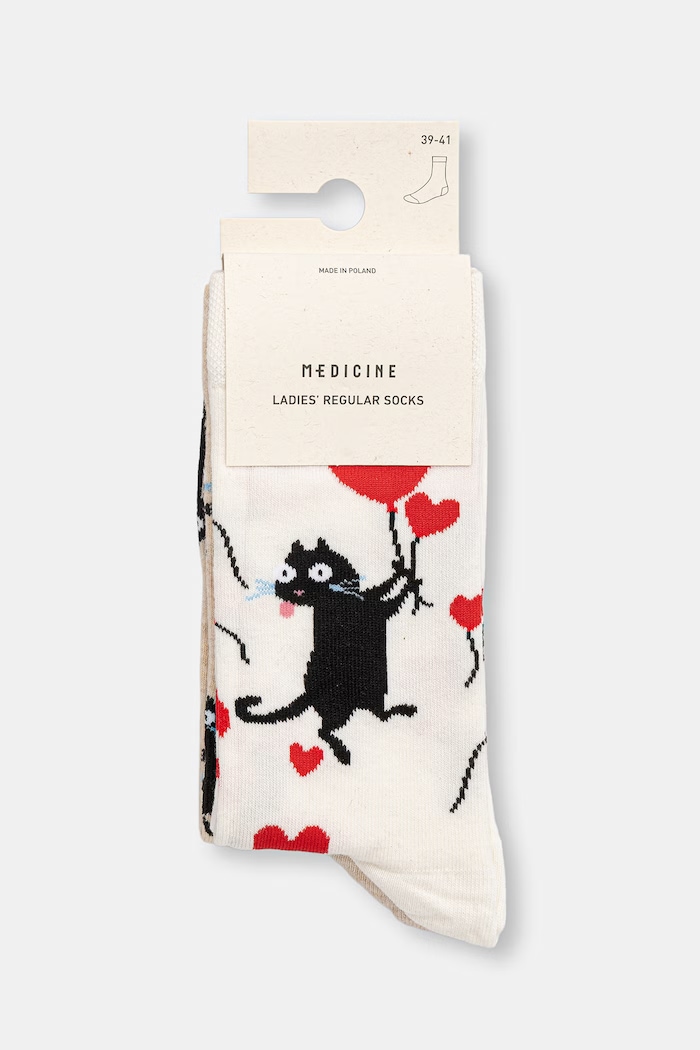 Skarpetki (2-pack) bawełniane damskie z kolekcji Valentine’s Day multicolor RS26-LGD284