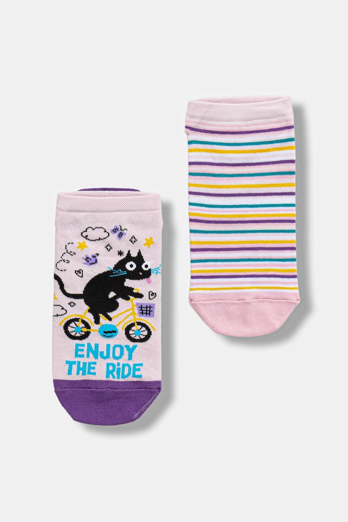 Skarpetki bawełniane damskie wzorzyste (2-pack) skarpetki krótkie multicolor RS26-LGD520