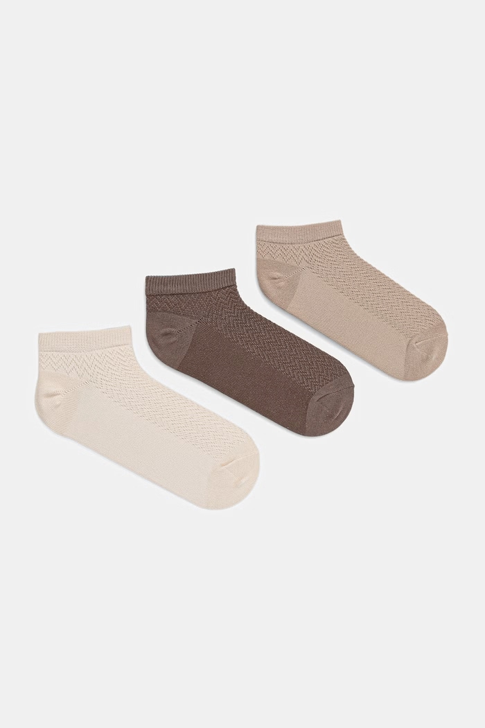 Skarpety damskie bawełniane gładkie 3-pack RS26-LGD533 beżowy RS26