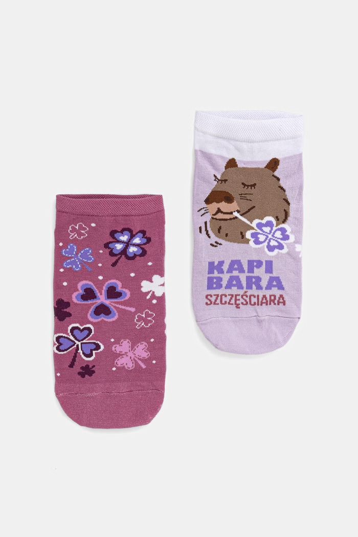 Skarpetki bawełniane damskie wzorzyste (2-pack) skarpetki krótkie multicolor RS26-LGD534
