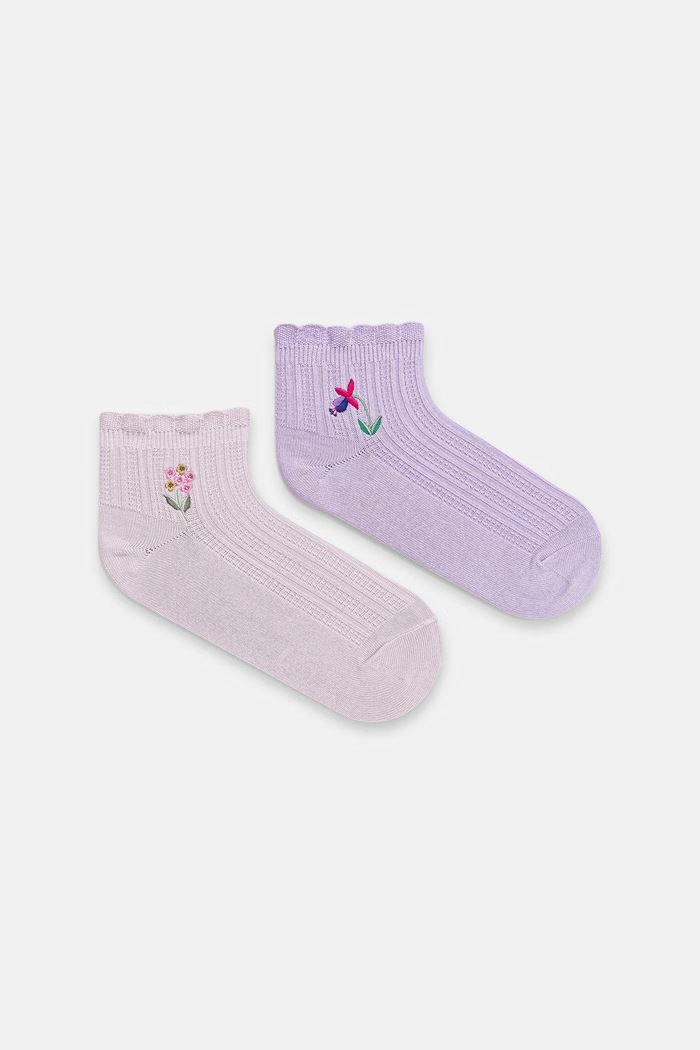 Skarpety damskie bawełniane z roślinnym motywem 2-pack RS26-LGD537 multicolor RS26