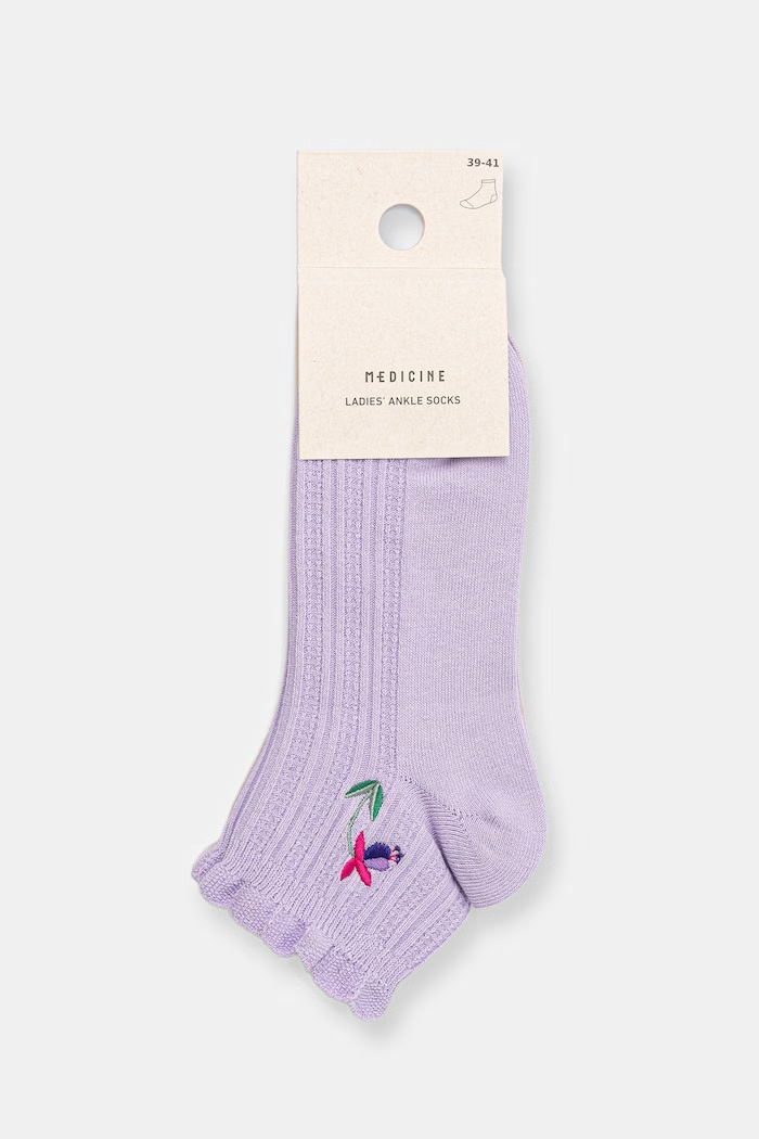 Skarpety damskie bawełniane z roślinnym motywem 2-pack multicolor RS26-LGD537