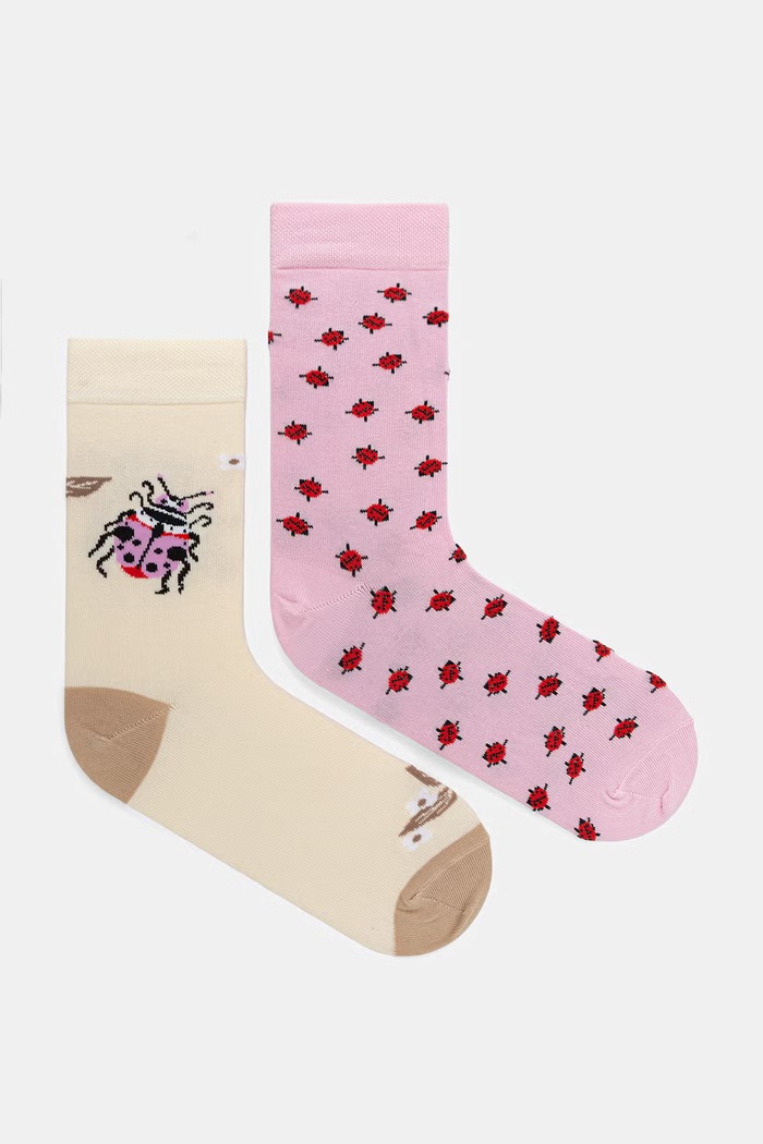 Skarpety damskie bawełniane z motywem zwierzęcym 2-pack multicolor RS26-LGD729
