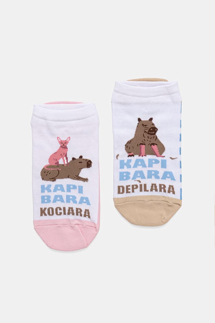 Skarpety damskie bawełniane z motywem zwierzęcym 2-pack multicolor RS26-LGD800
