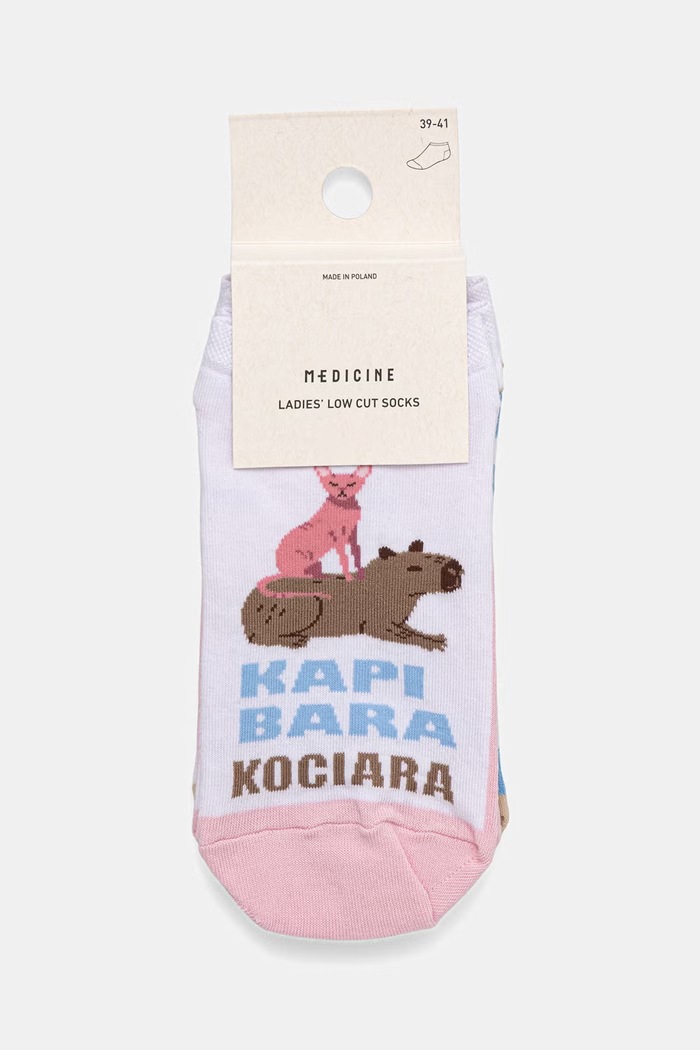 Odzież Skarpety damskie bawełniane z motywem zwierzęcym 2-pack RS26-LGD800 multicolor
