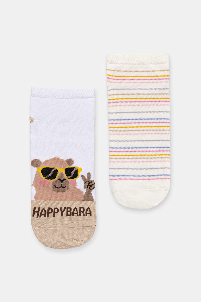 Skarpety damskie bawełniane z motywem zwierzęcym 2-pack multicolor RS26-LGD803